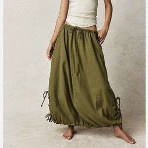 Free People Picture Perfect Parachute Skirt Avocado Tree Green Cotton Size Small